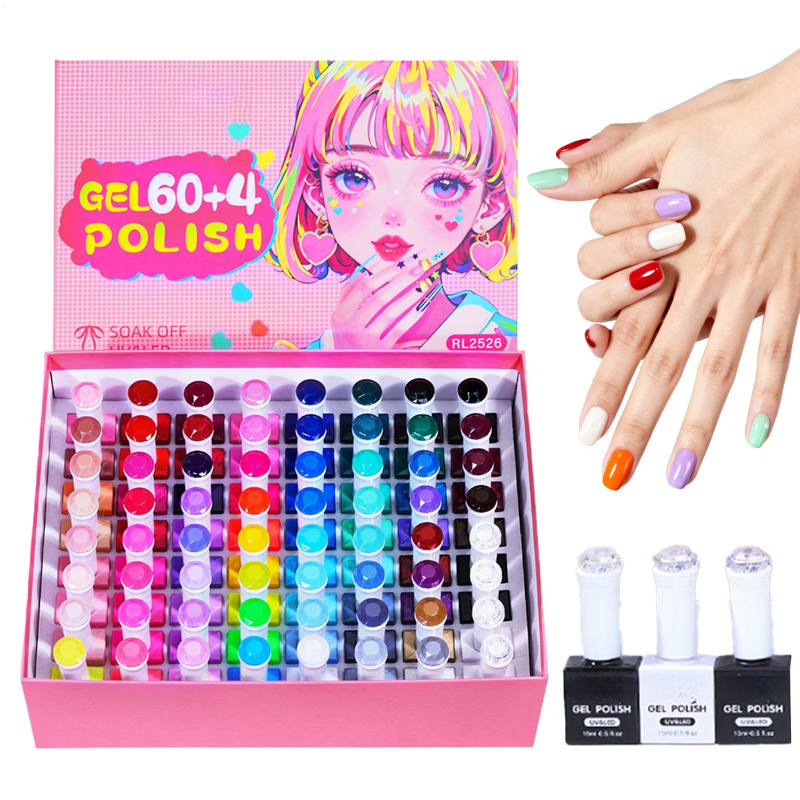 Gel Nagel Set 60 Farben Schnelltrocknend Langanhaltend Handpflege Werkzeug | Gel-Nagellack Für Feiertag Festival Salon Zuhause Reise Hochzeit Spa Pflege Party Sommer Täglicher