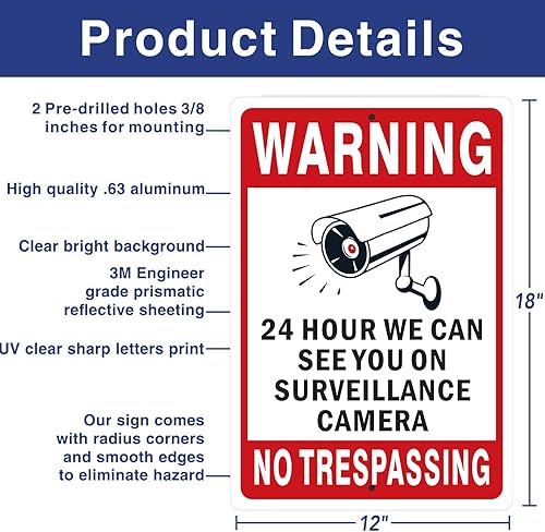 Miniatura 2 de Señales de videovigilancia al aire libre sin advertencia de paso, tinta duradera, fácil de montar