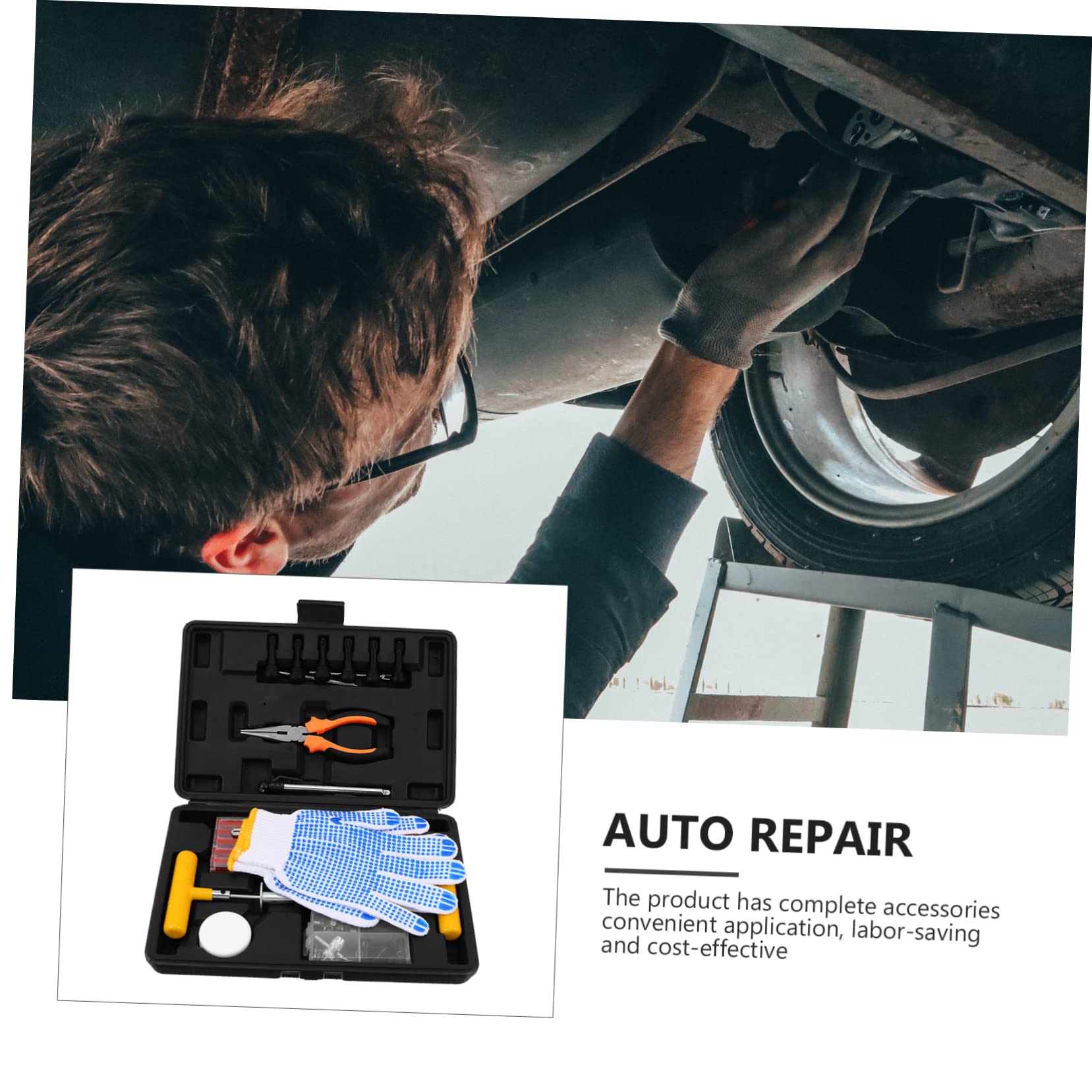 Universelles Reifenreparaturset 100 Stück Tragbar und Leicht Einfache Bedienung für Auto und Motorrad Stahl Gummi Kunststoff