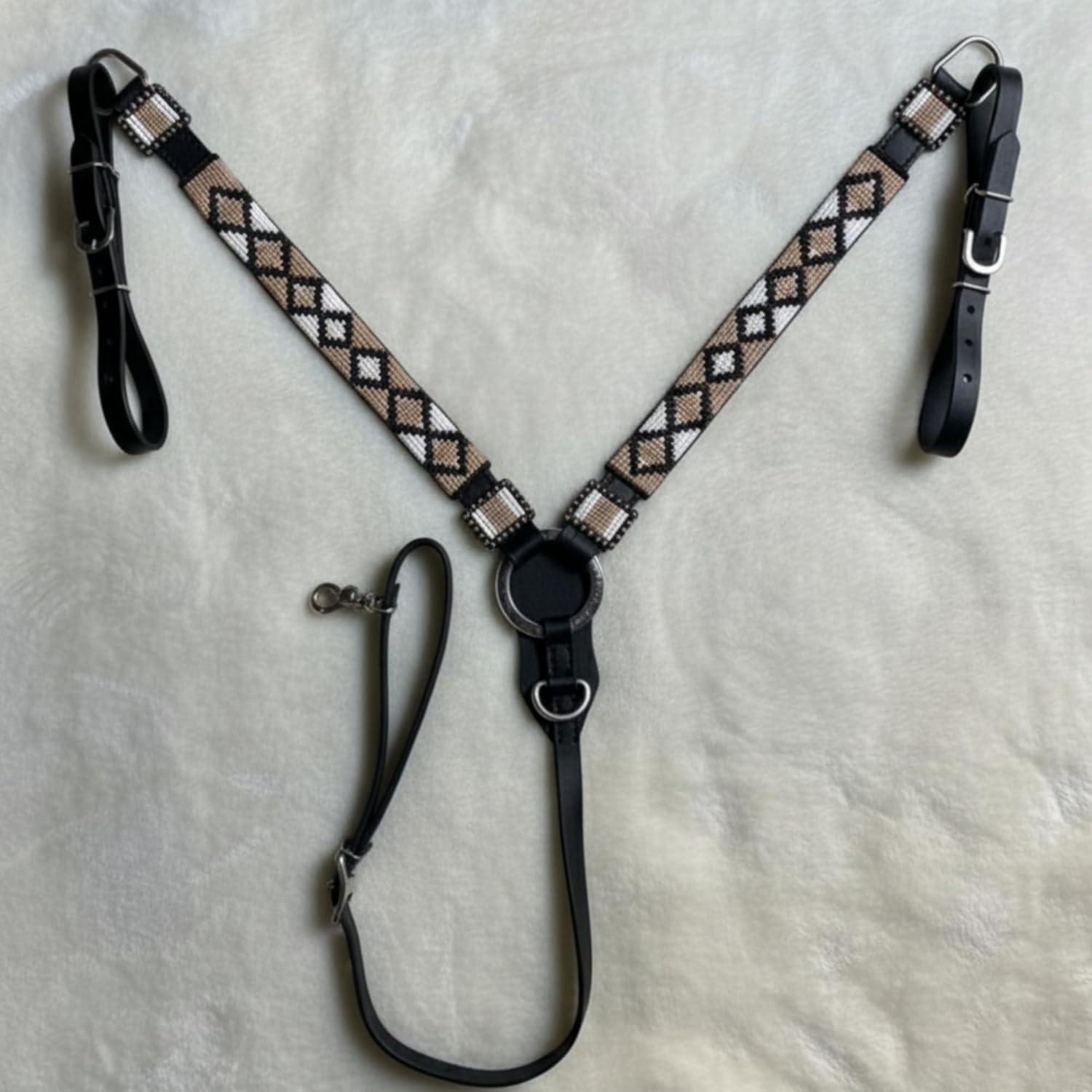 Alice International Western Premium Leather Equestrian Headstall, Hand-Beaded Design, Full Size M56