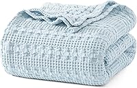 Vista 22 de PHF - Manta de punto gofre 100% algodón King, suave, ligera, transpirable, acogedora, de verano, para cama, tejida, estética, decoración del hogar