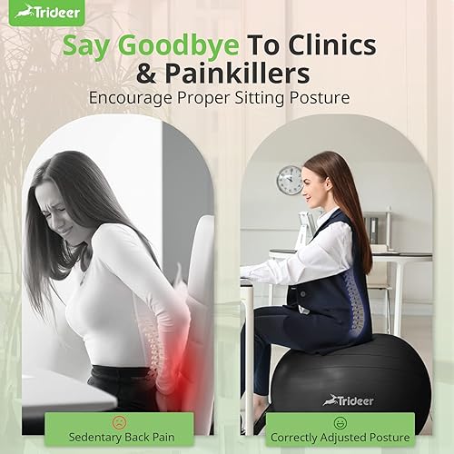 Miniatura 3 de Trideer Extra Thick Yoga Ball Exercise Ball, 5 Sizes Gym Ball, Heavy Duty Ball Chair for Balance, Stability, Pregnancy, Quick Pump Included