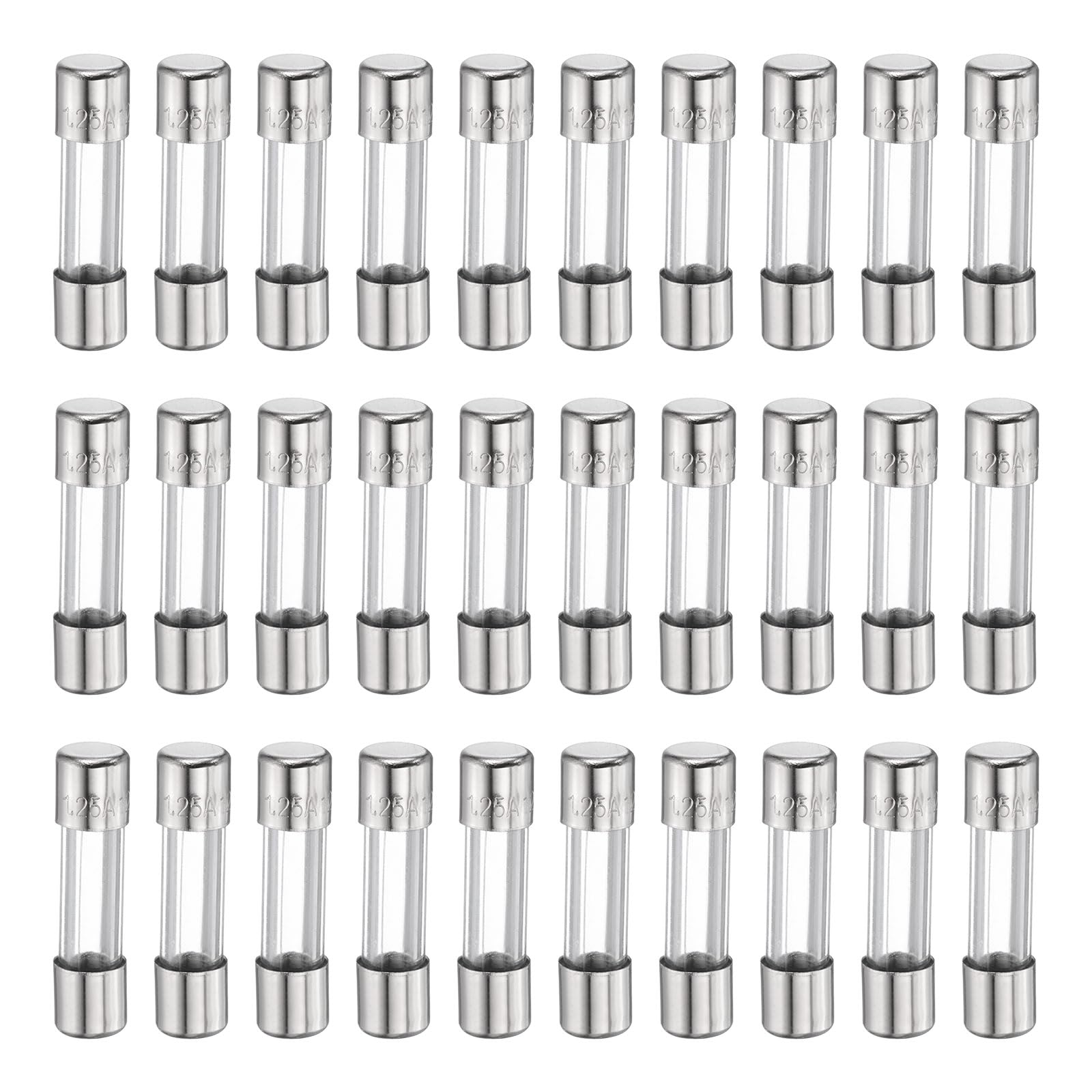 Photo 1 of (2 pack)HARFINGTON 30pcs Fuses 1.25A 125 Volt Fast Blow Glass Fuse F1.25AL250V 5x20mm Fast Acting Fuses for Christmas Light Electrical Systems Microwave Ovens TVs Fans Lights Oven