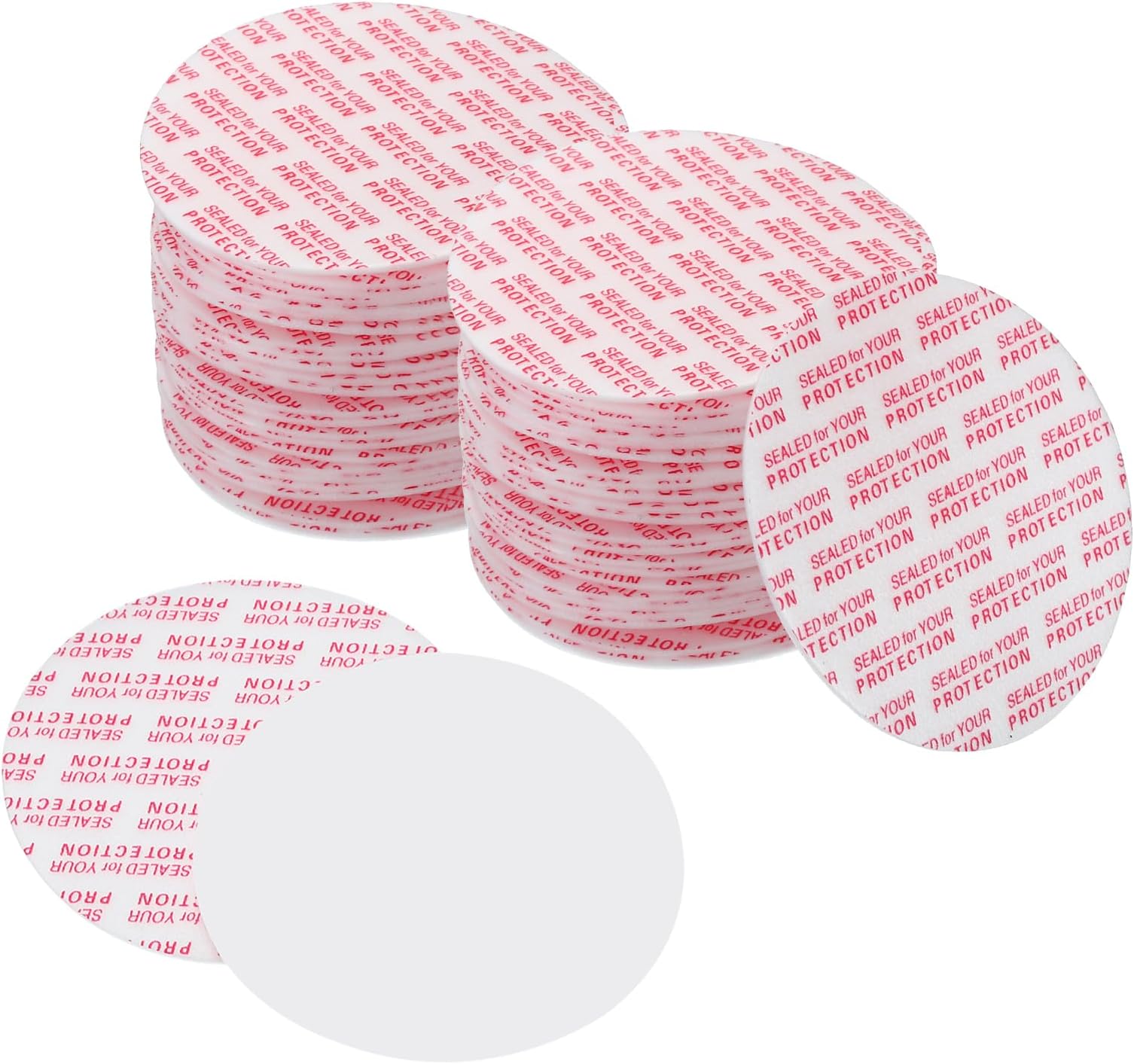 PATIKIL 51mm/2inch Foam Lid Liner, 200Pcs PS Foam Resistant Tamper Pressure Sensitive Seal for Bottle Cap Liners Seals, White Red