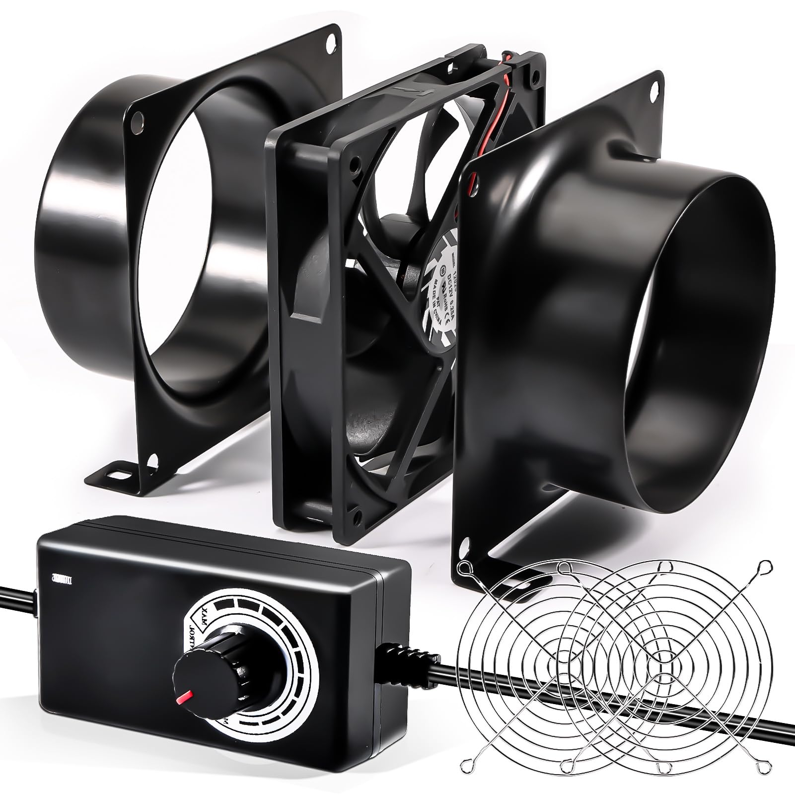 Vankarr Buisventilator, 100 mm, regelbaar, 360 m³/u, rookafzuiging, inline afvoerventilator met EC-motor, buisventilator 100 voor badkamer, groeitenten, hydroculturen, ventilatie en afvoerventilator