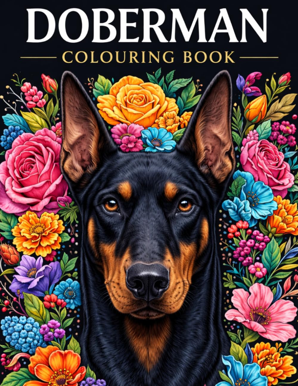 Doberman Coloring Book: 50 pages of Adult and Puppy Doberman Pinscher Dogs in different scenes (Dog Breed Colouring Books)