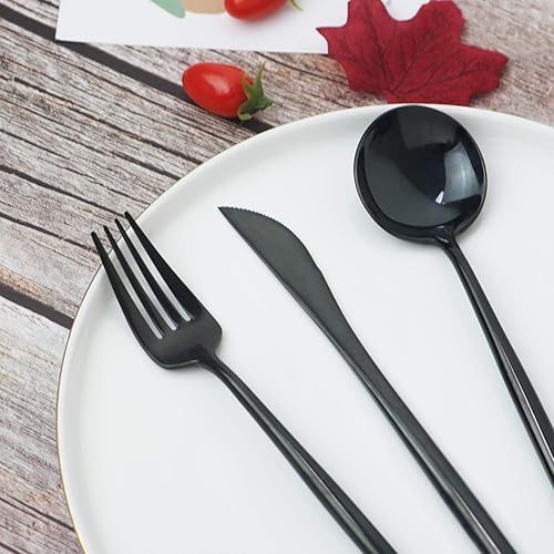 Miniatura 4 de JASHII Juego de cubiertos de 24 piezas de acero inoxidable 304 para el hogar, pulido con espejo, cuchillo, tenedorcuchara, moderno y elegante juego