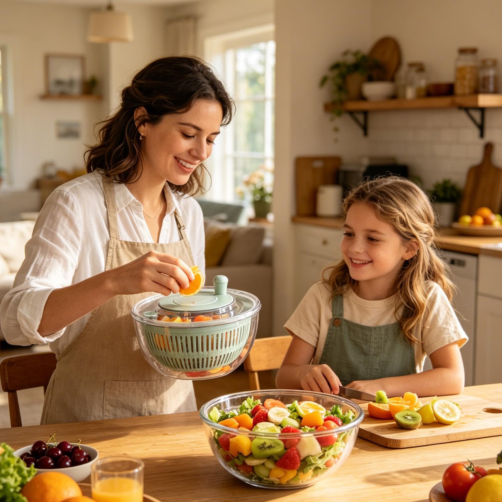 Generisch Secador de verduras | Cuenco centrifugado antideslizante - Cuenco para lavar ensaladas, para preparar comida, viajes, camping, , comida saludable, reunión de adultos, padres ocupados
