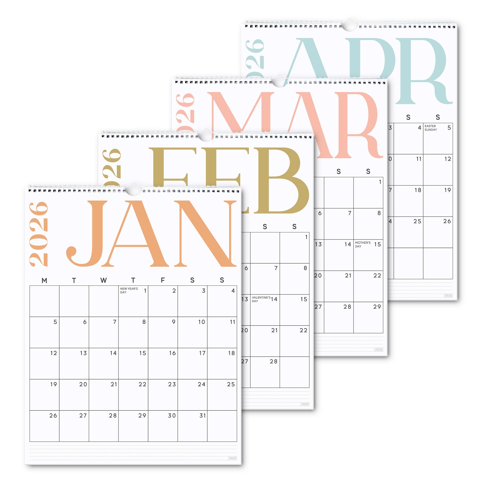 S&O Modern Vertical Wall Calendar from January 2026-June 2027 - Tear-Off Monthly Calendar - 18 Month Academic Wall Planner - Hanging Organizer to Track Anniversaries & Appointments - 13.5"x10.5”in