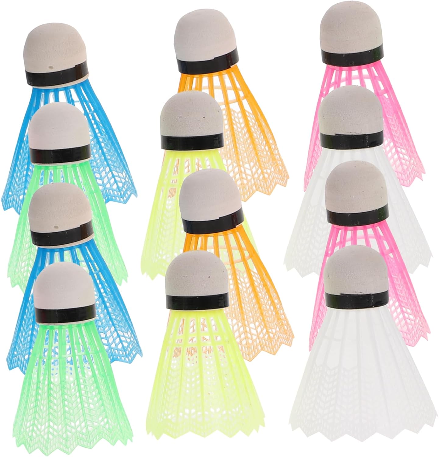 12pcs Durable Plastic Badminton Shuttlecocks for Indoor and Great Stability and Replacement for Badminton Enthusiasts