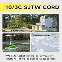 Vista 5 de Cable de extensión iluminado para exteriores de 10 pies - Cable de extensión amarillo resistente SJTW 10/3 con enchufe a tierra de 3 puntas