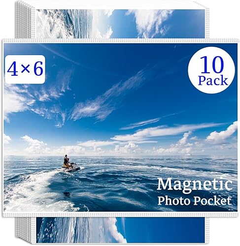 Marco magnético de fotos para fotos de 4 x 6 pulgadas, paquete de 10 bolsillos magnéticos blancos para refrigerador, taquilla y gabinete de oficina disponible en Yaxa Venezuela