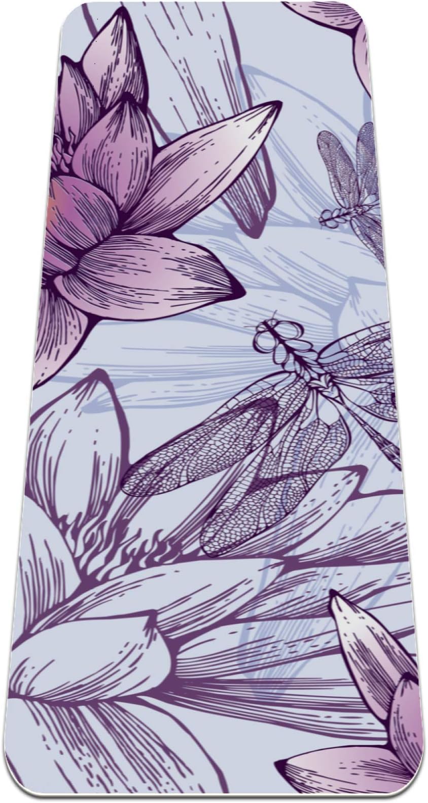 Water Lilies and Dragonflies Yoga Mat Thick Non Slip Yoga Mats for Women&Girls Exercise Mat Soft Pilates Mats,(72x24 in, 1/4-Inch Thick)
