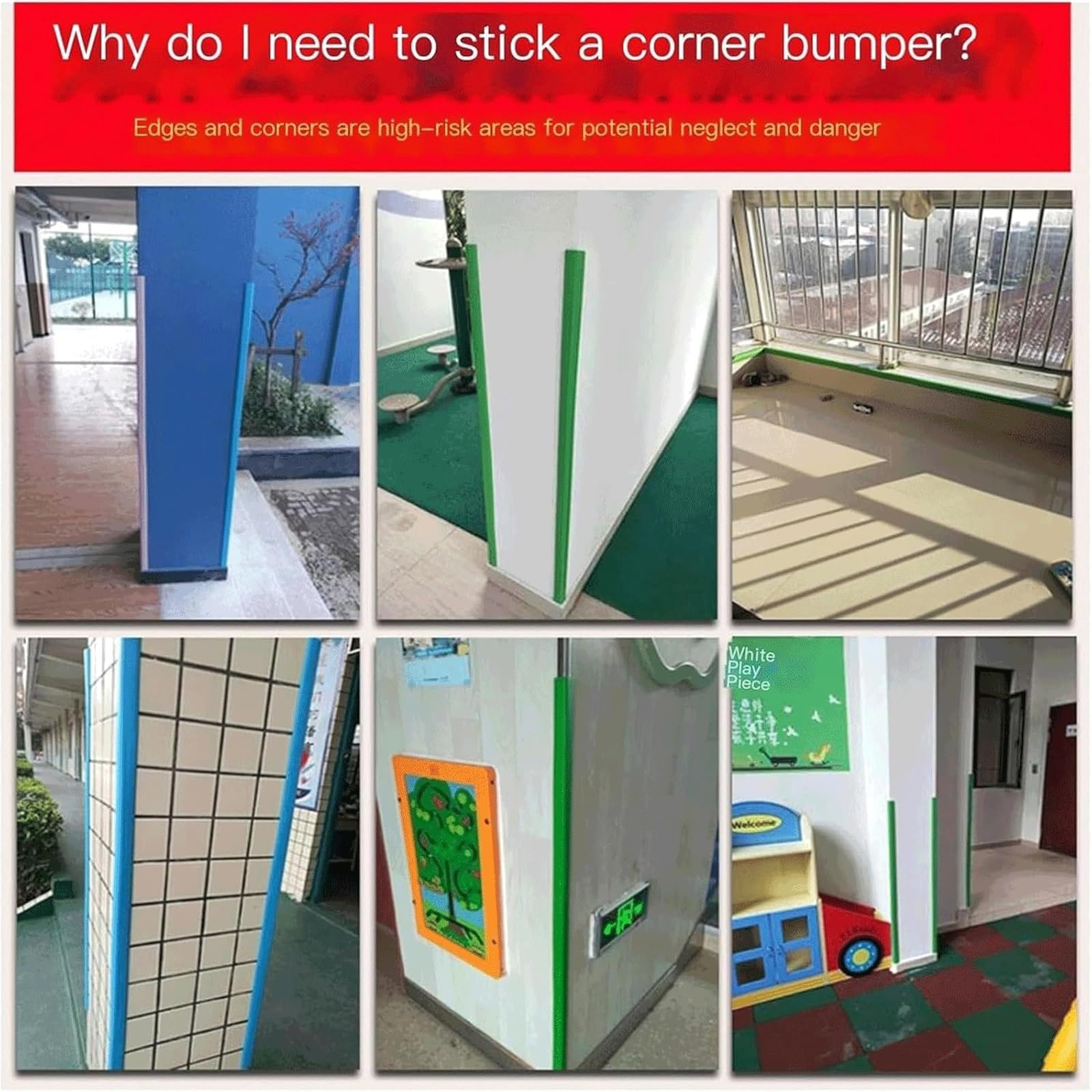 Protector de esquinas y esquinas antideslizantes de goma autoadhesivo, protector amarillo seguro para el hogar y la oficina, fácil de instalar, perfecto para niños y mascotas