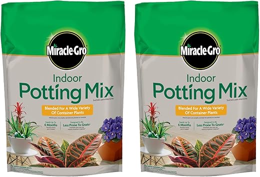Miracle-Gro Indoor Potting Mix – Blended for a Wide Variety of Container Plants, 16 qt. (2-Pack) B09YLMPYQY