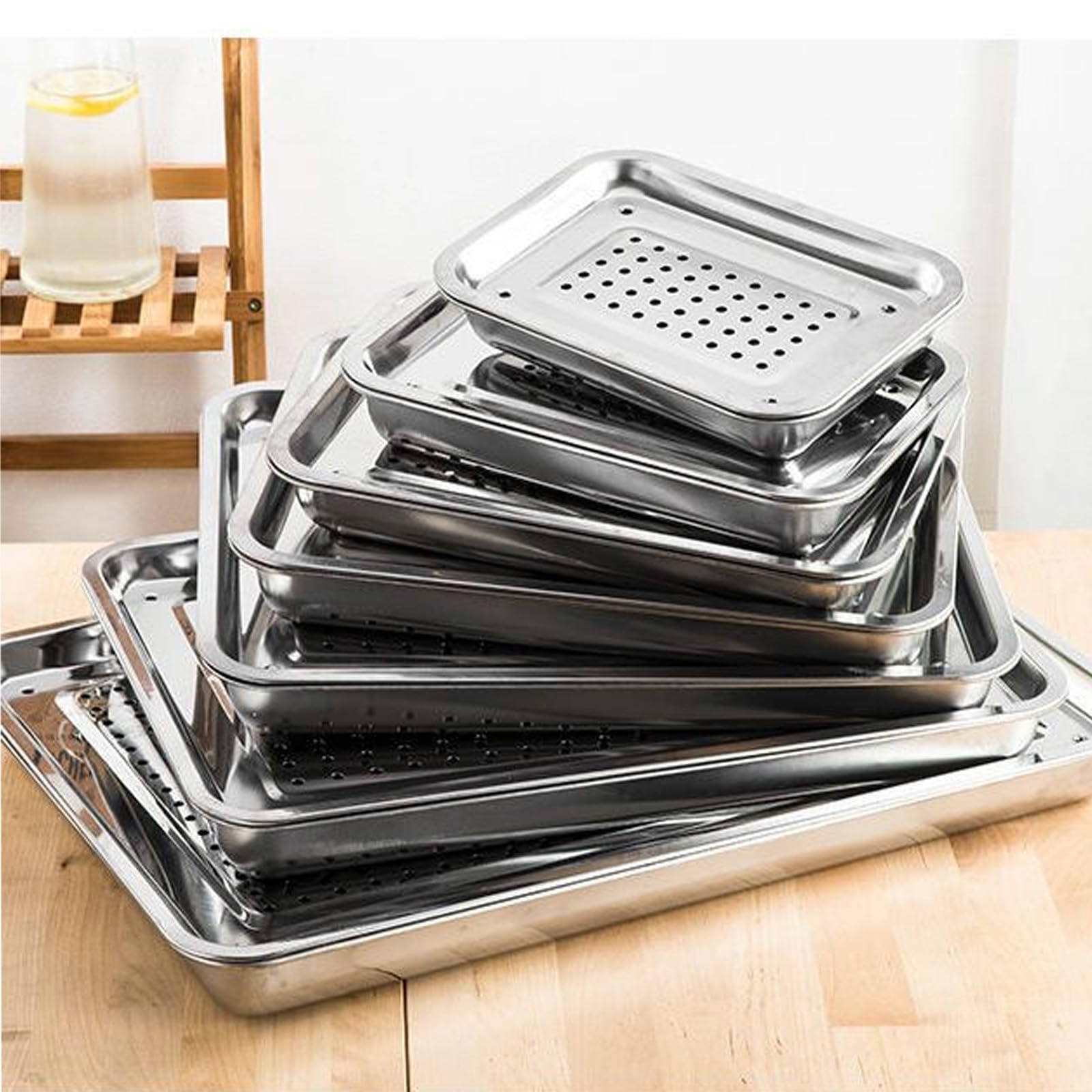 Abtropfschale aus Edelstahl, 36 x 27 cm, für Outdoor, Grill, Geschirr, Abtropfgestell, Wasserfänger, Küchenspüle, Zubehör, leicht zu reinigen