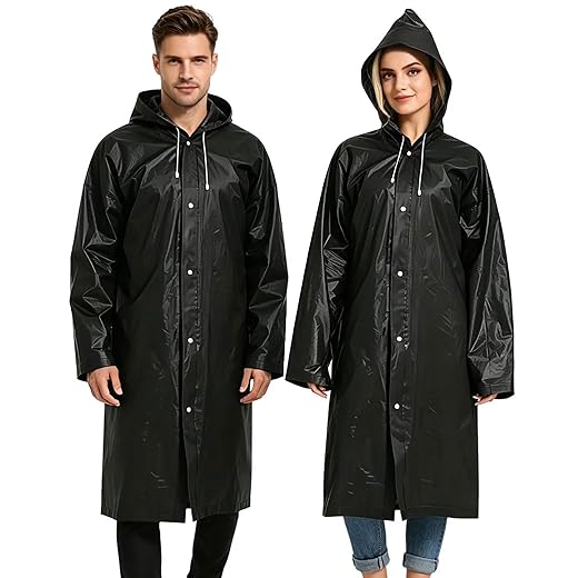 Hoomboom rain ponchos for adults reusable raincoats hooded for women men survival heavy duty military impermeable 2 packs rain coat