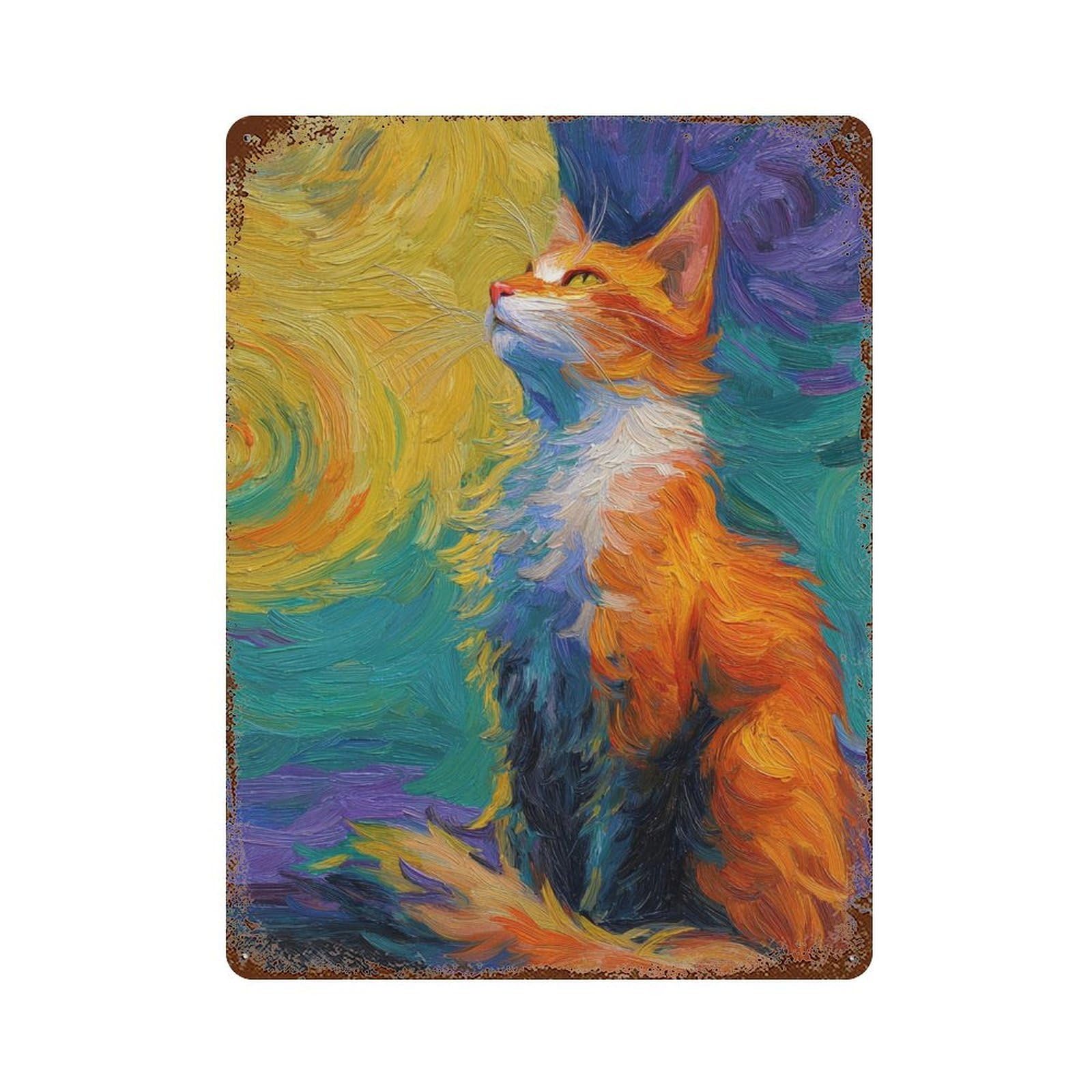 Garage Style Whimsical Fox Painting Decorative Tin Sign 15.7"x11.8", Retro Wall Decor for Bar And Workshop