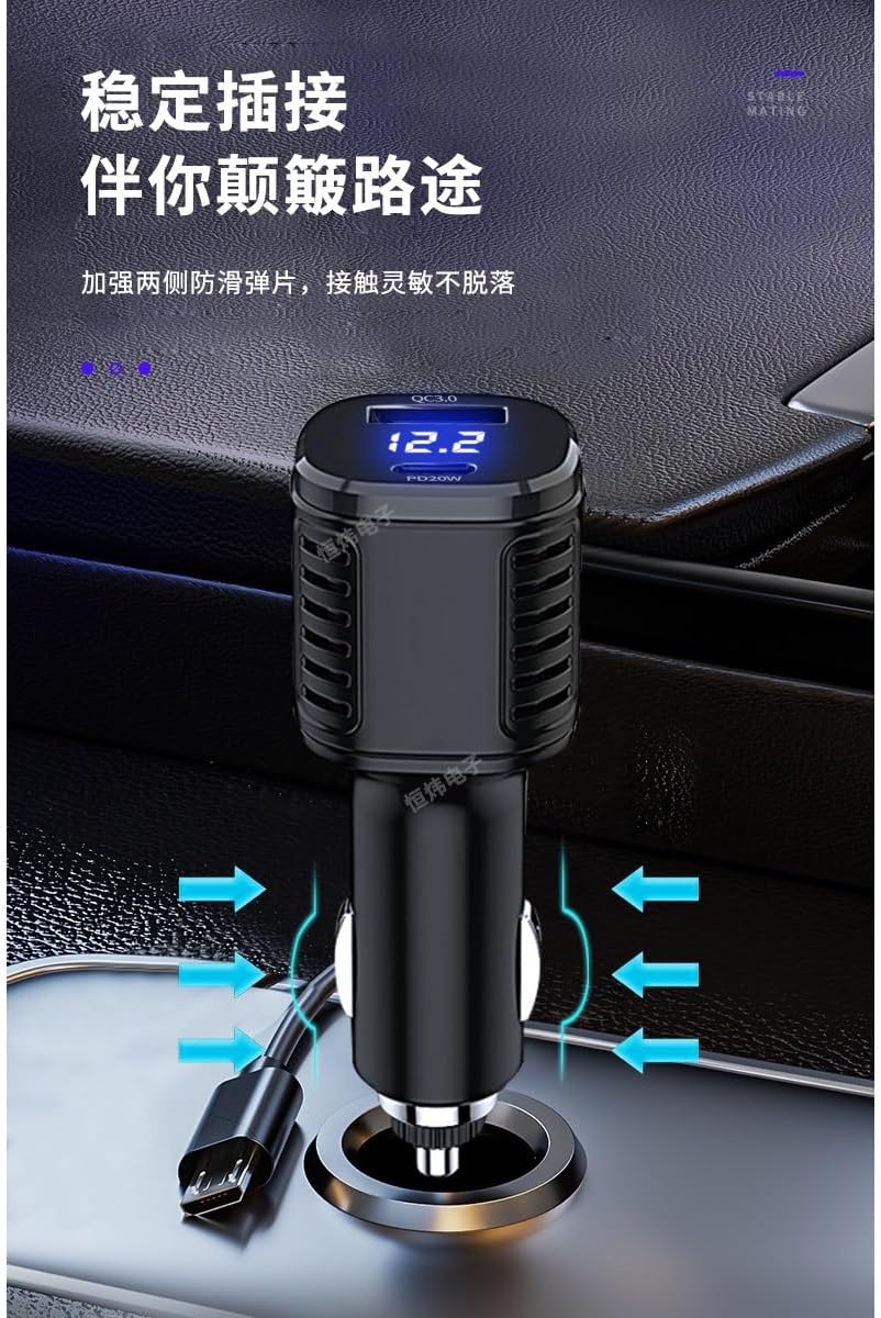 Dash Cam Charger Cable PD 20W & QC3.0 Built-in 11.5ft 66W 3-Port Super Fast Car Charg Mini USB Cable for Dash Cam GPS Navigator Charging for 12V Car and 24V Truck Power Adapter Cable... (J98)