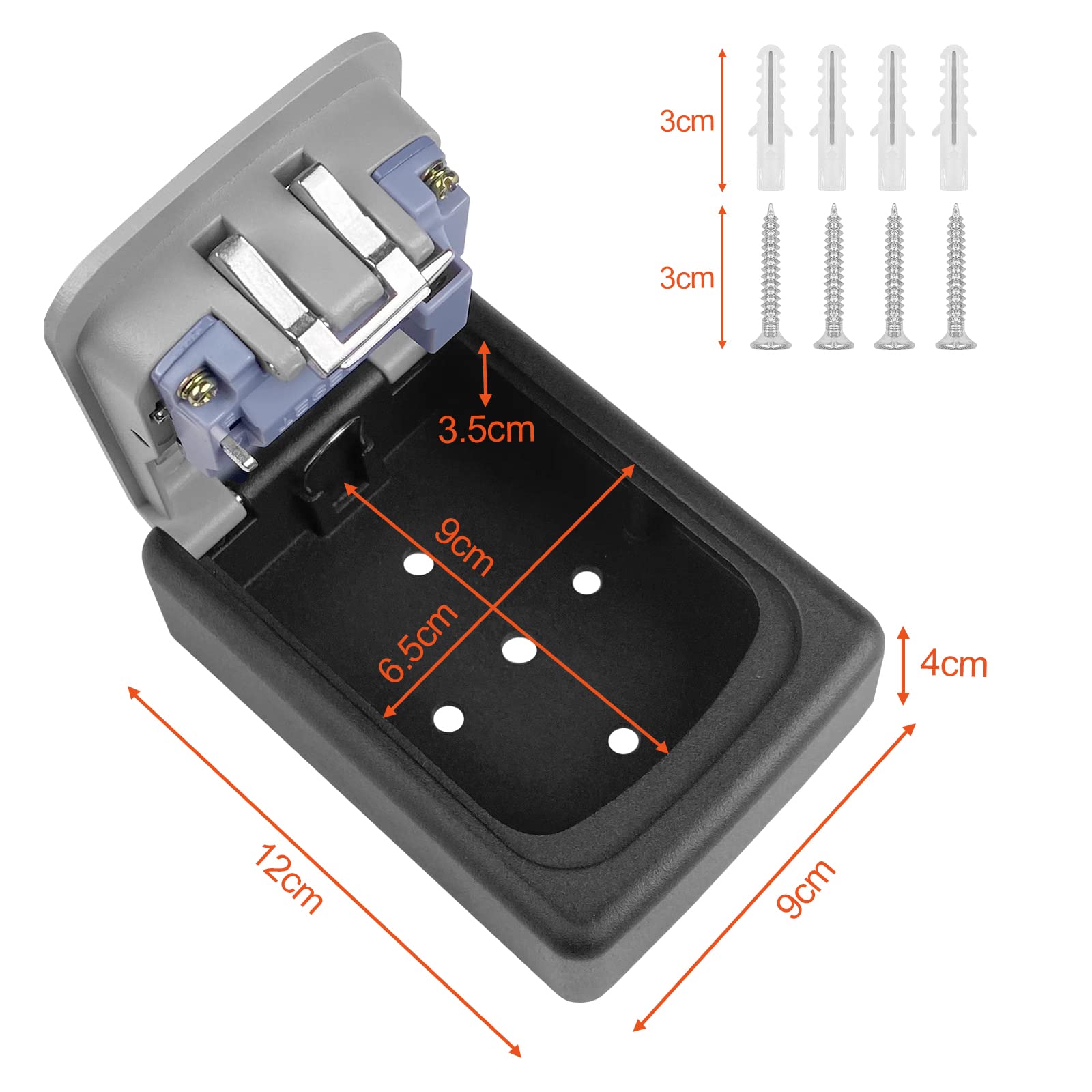 Newpop Caja de Seguridad para Llaves Código 4 Dígitos Impermeable Resistente Corrosión Pared Gris