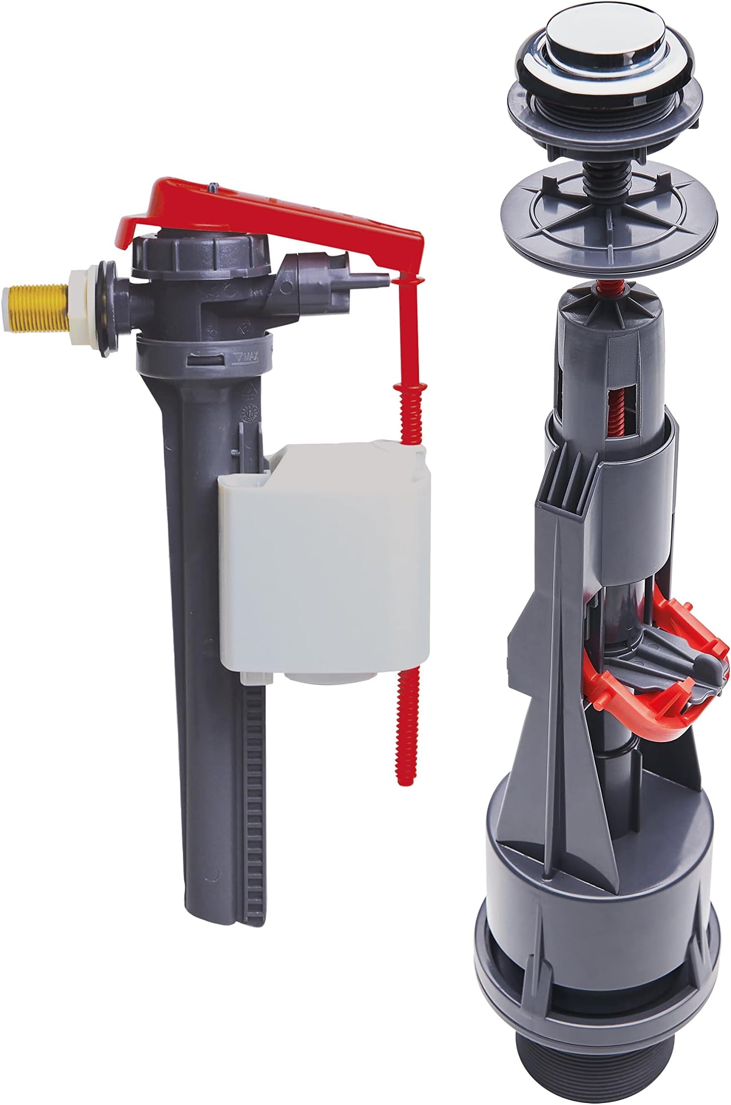Wirquin, Grey 10723887 Aquacontrol Flush Mechanism and Jollyfill Float Valve Set