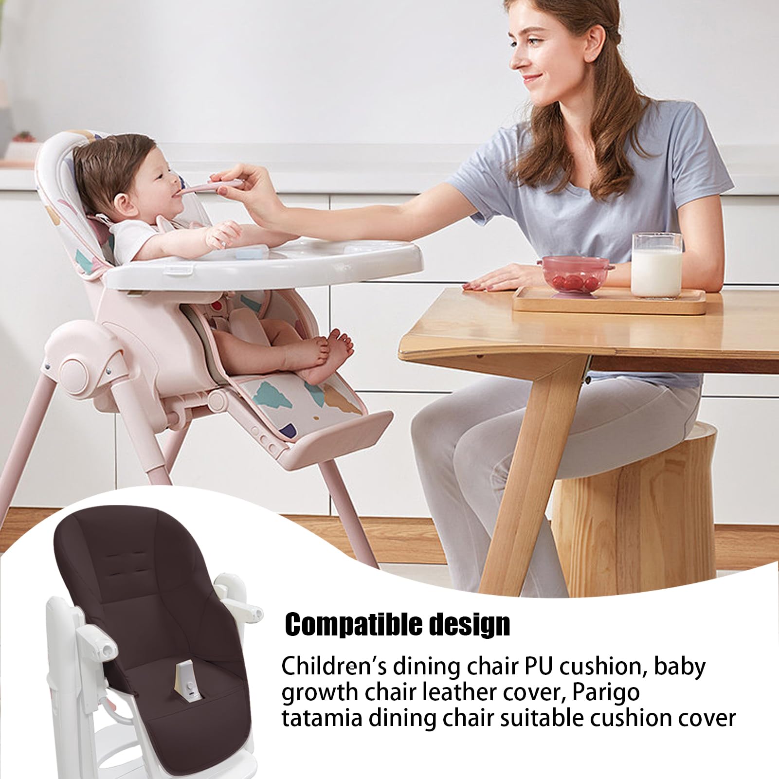 Cuscino Per Seggiolone - Fodera Per Cuscino Per Sedia Da Pranzo | Imbottitura Seggiolone Universale | Rivestimento In Pelle PU Per Sedia Da Pranzo Per Bambini | Copri Seggiolone | Custodia In Pelle PU