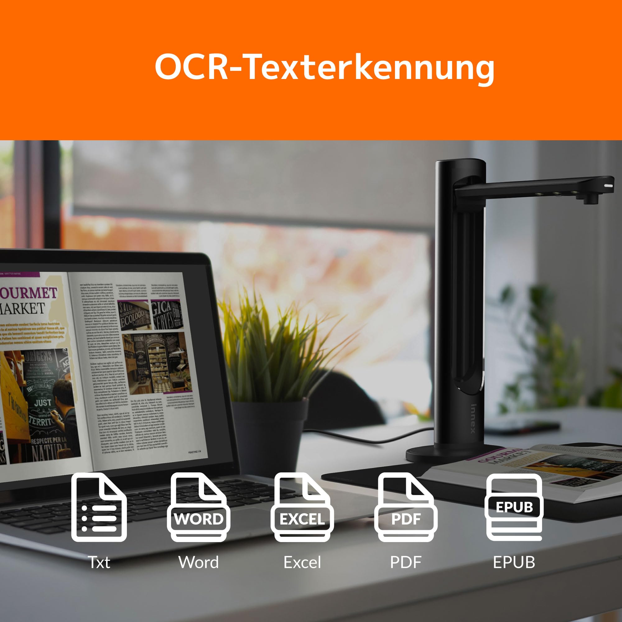 Innex DS200 USB Buchscanner, 26MP, A3-Dokumentenscan, OCR 120+ Sprachen, Auto-Glättung & Begradigung, Fingerentfernung, Mikro & LED, Handtaste & Fußpedal, Win/MacOS