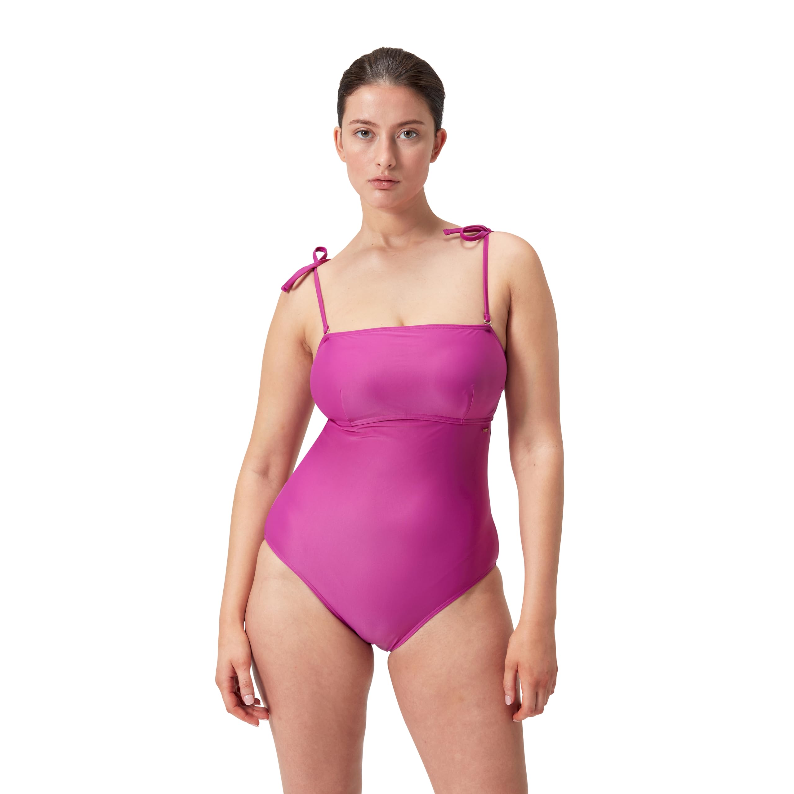 Speedo Women's Shaping Bandeau One Piece Swimsuit | Shapewear | Beach and Holiday Swimwear Swimwear, Wineberry, 42/18
