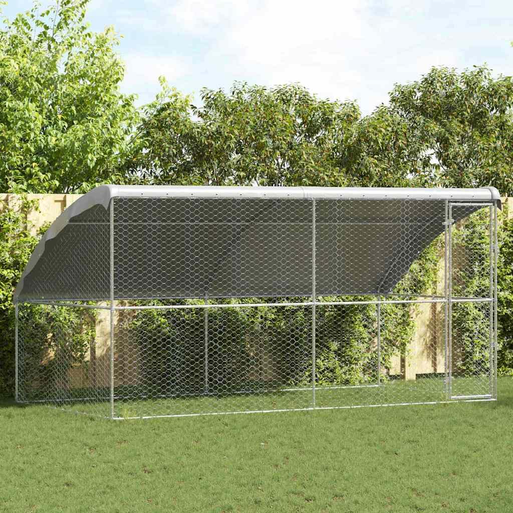 Jaula para perros, 2 unidades, color plata, 4 x 2 x 2 m, acero galvanizado, para exteriores, caseta para perros, parque para cachorros de jardín -A