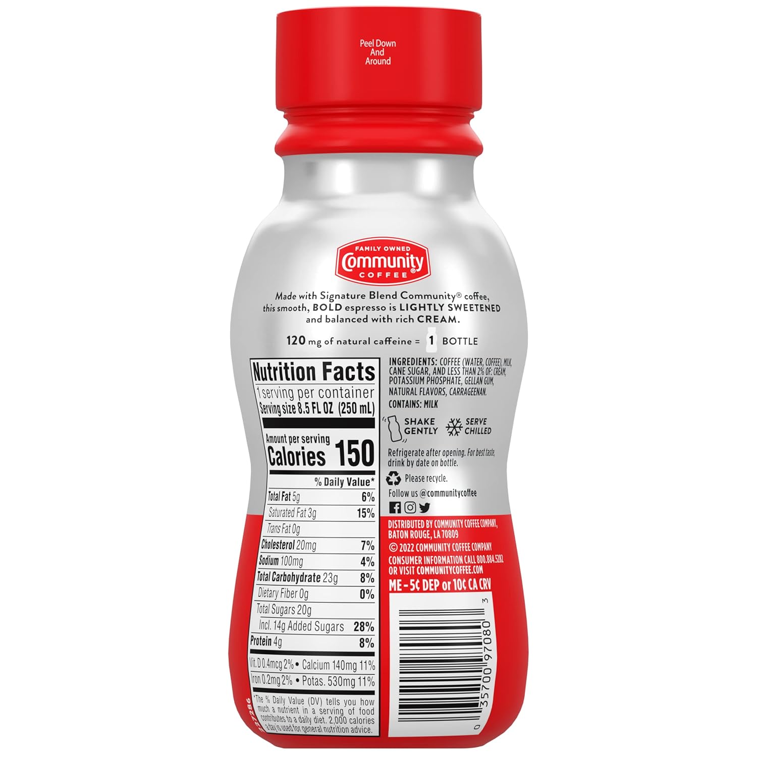 Community Coffee Espresso + Cream Original Ready To Drink 8.5 Fl Ounce Bottle (Pack of 16)