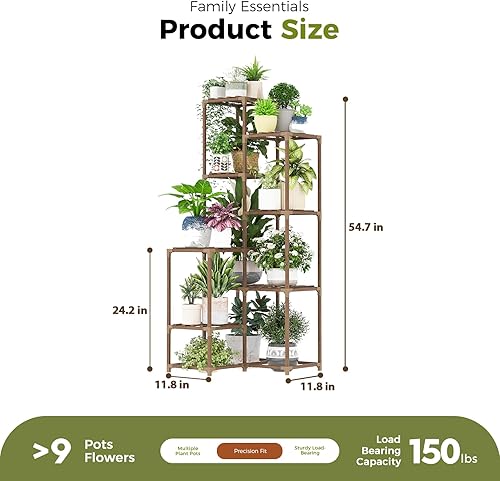 Miniatura 44 de Bamworld Soporte para plantas de interior y exterior, estante de esquina para 7 macetas para sala de estar, múltiples plantas, patio, balcón