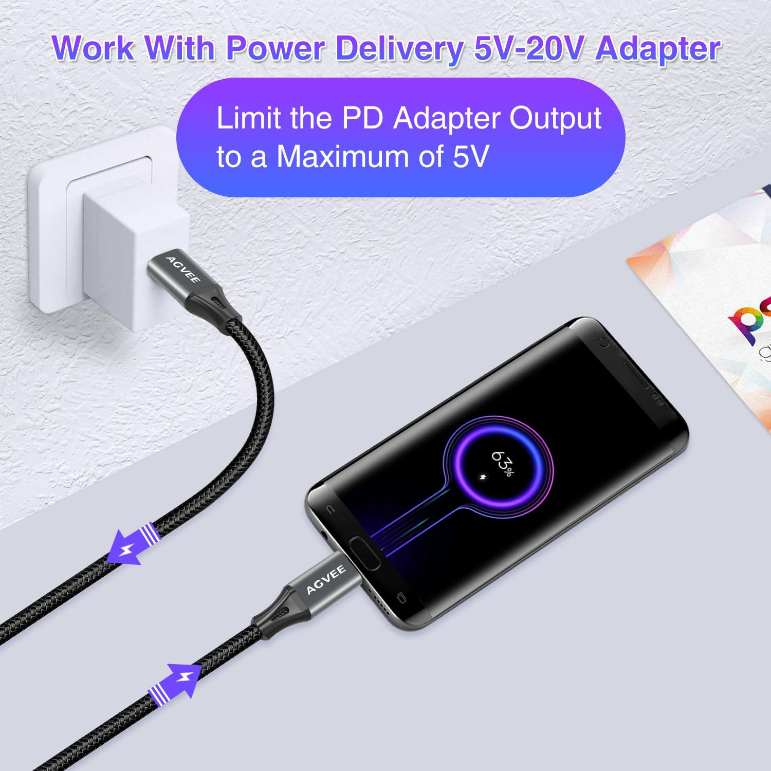 AGVEE Paquete de 2 cables USB-C OTG a micro USB de 6 pies, cable trenzado de sincronización de datos, adaptador de cable de carga para Samsung Galaxy S7, S6, J7, J3, LG, PS4, Kindle, PS4, Xbox | Adaptador de cable de transferencia de datos OTG tipo C para
