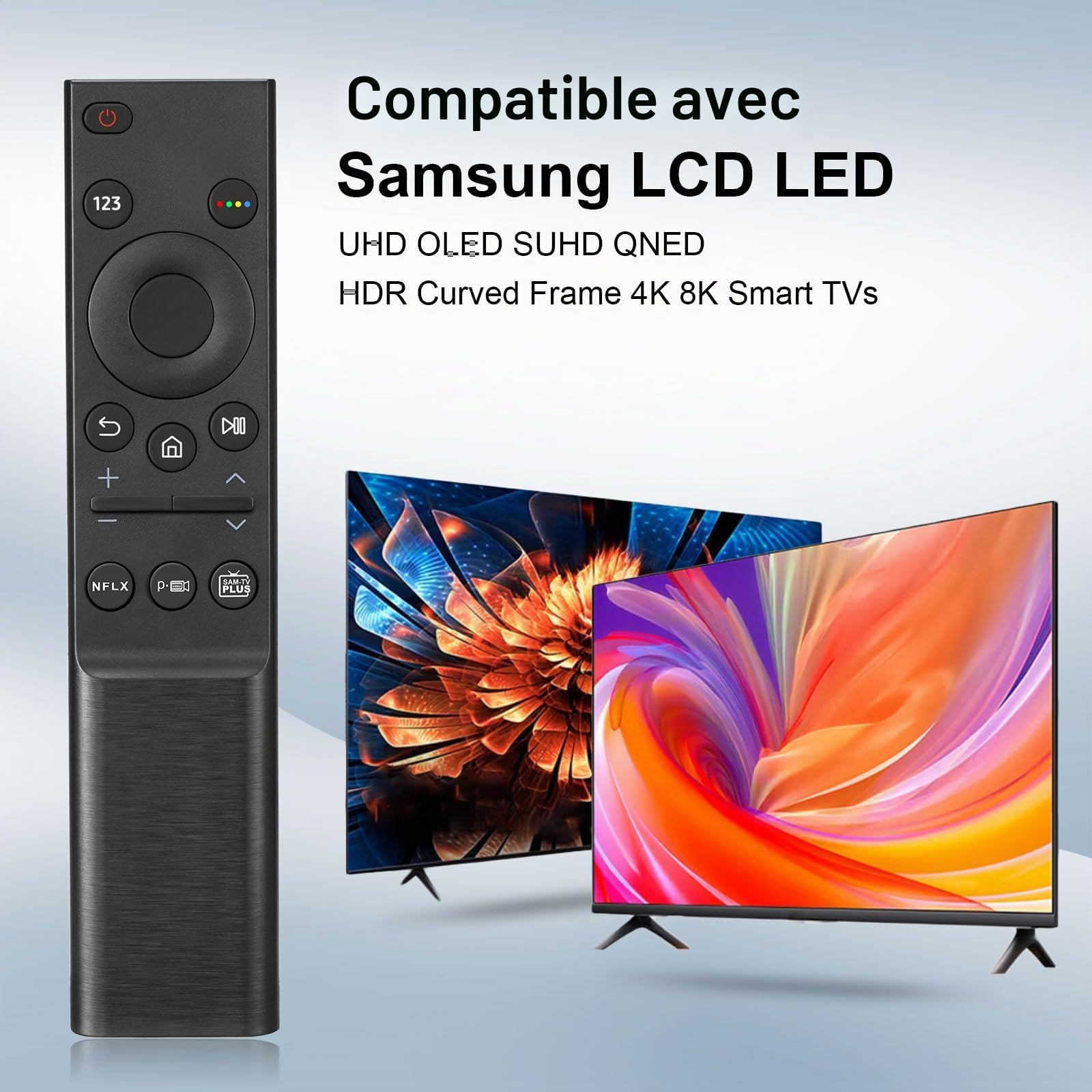 Télécommande universelle pour Samsung Smart TV, BN59-01358B Télécommande de rechange pour Samsung QLED UHD SUHD HDR LCD LED HDTV Frame Curved 4K 8K 3D Smart TV