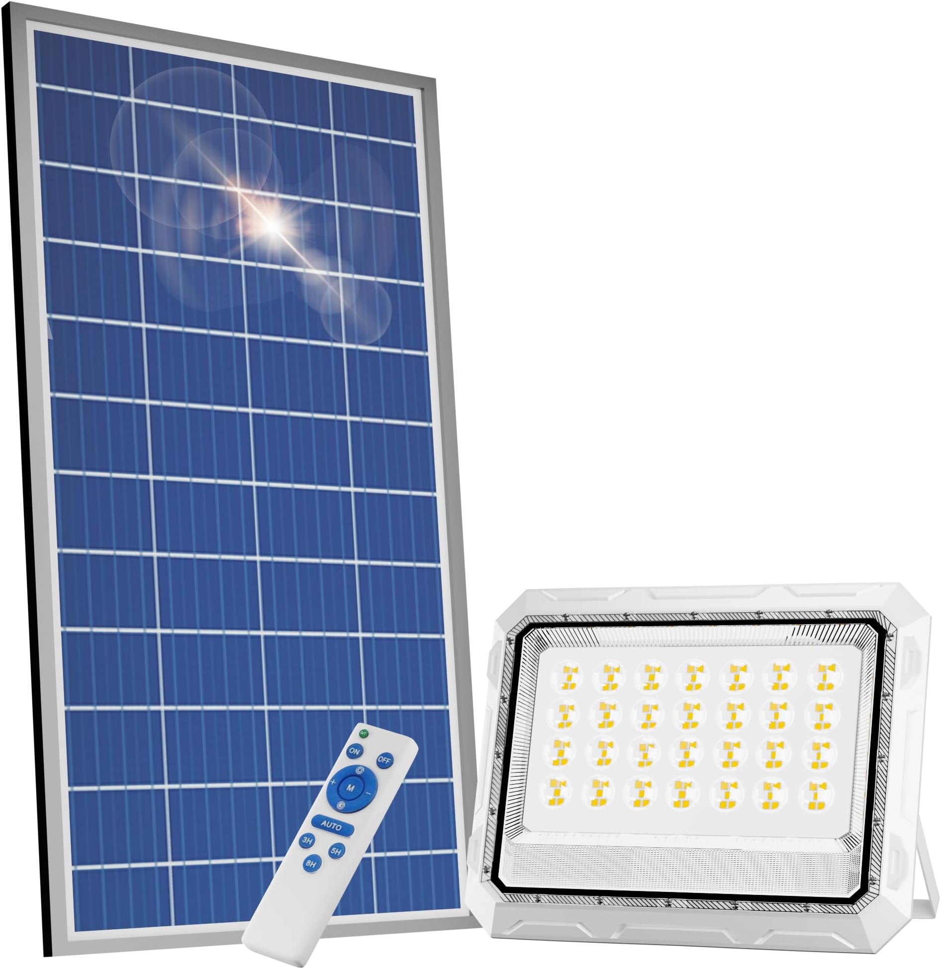 Luxe Solar Flood Light – Powerful Bright 60W to 90W for Outdoor Garden, Home, Retail Shop, Parking | Long 10Hr Runtime with Unique Hazard Light & Remote, IP65 Waterproof, 6000K Cool White
