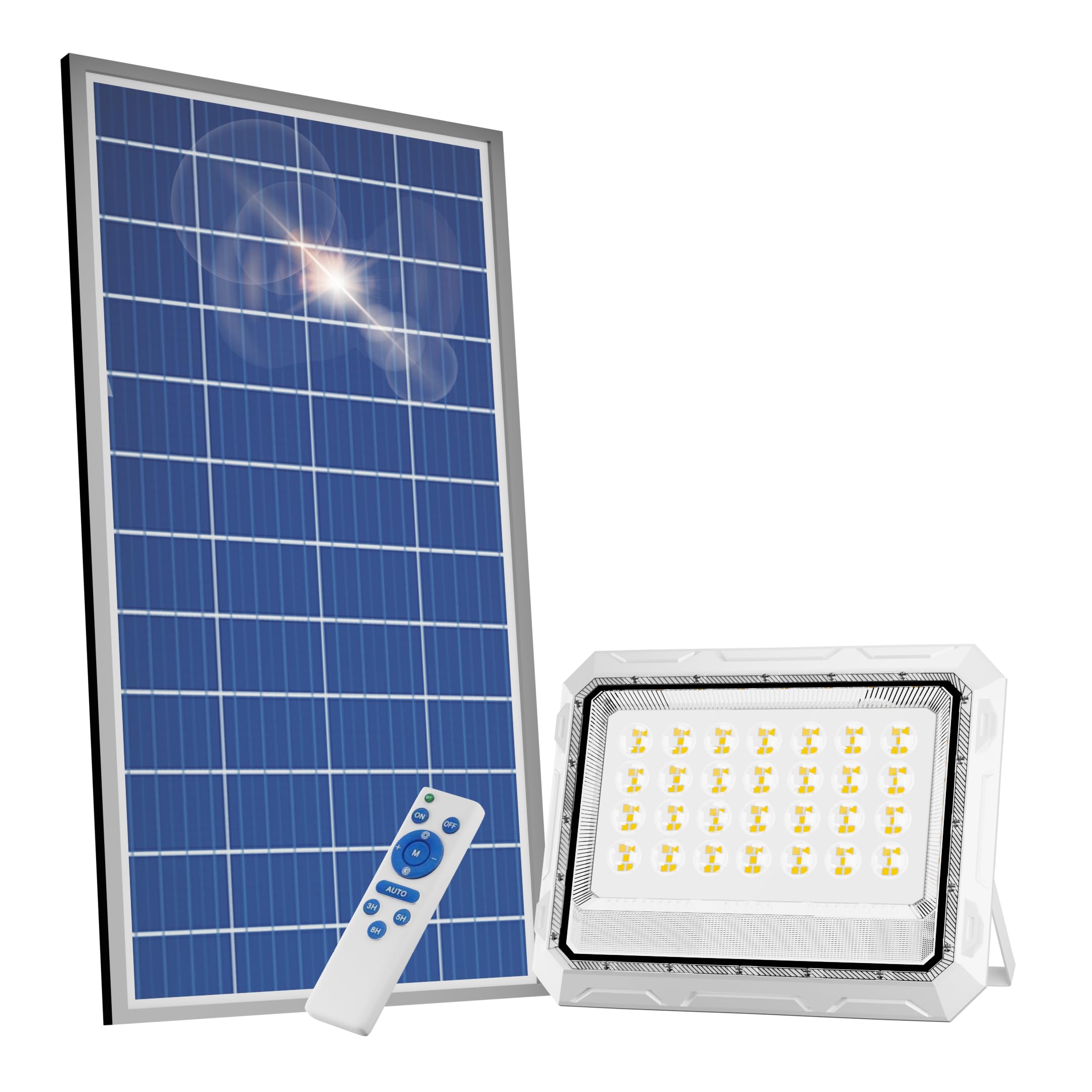 Dylect® Luxe Solar Flood Light – Powerful Bright 60W to 90W for Outdoor Garden, Home, Retail Shop, Parking | Long 10Hr Runtime with Unique Hazard Light & Remote, IP65 Waterproof, 6000K Cool White