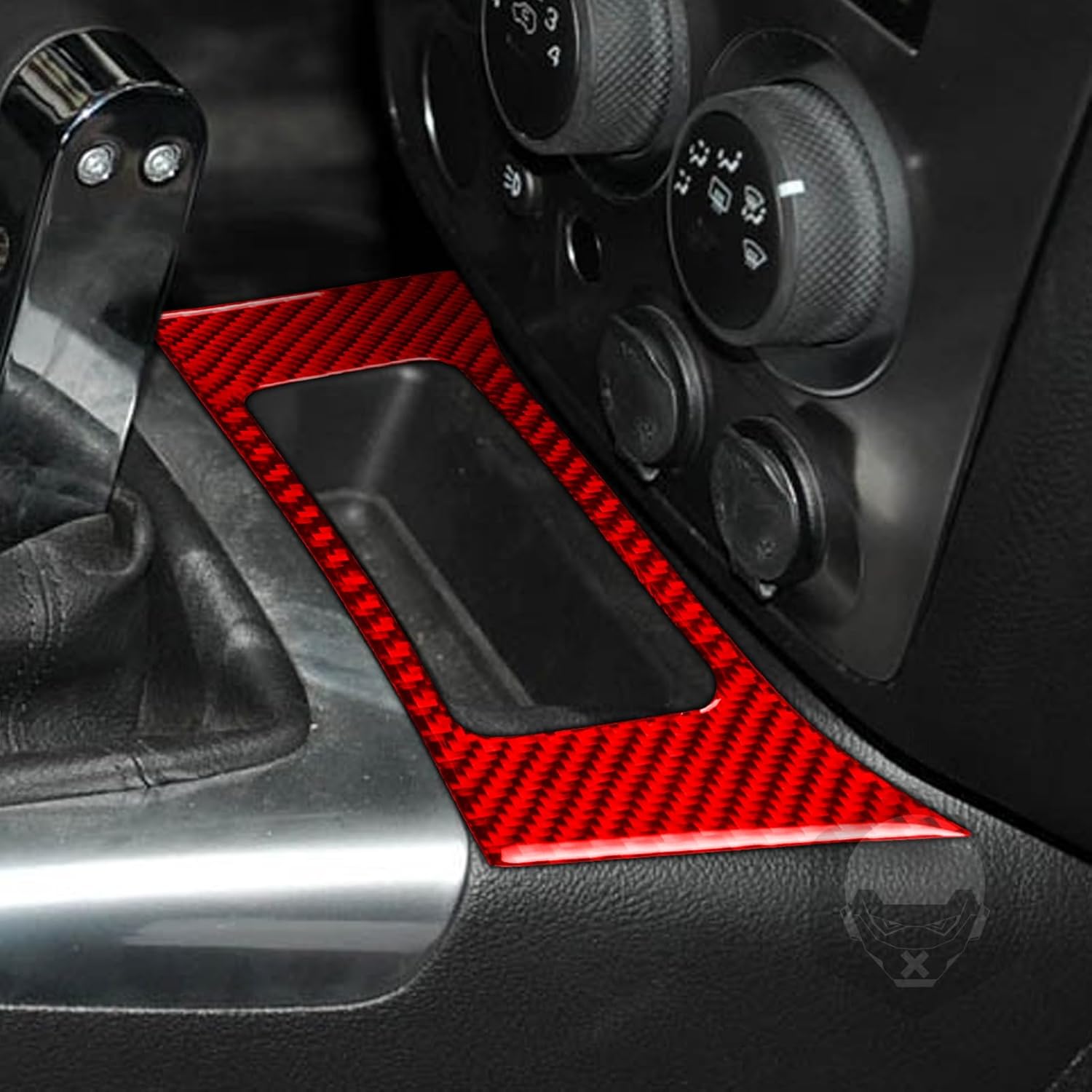 Auto Gear Shift Storage Box Surround Panel Cover Interior Trim Sticker Cover Compatible with Hummer H3 2006 2007 2008 2009 2010 Real Carbon Fiber Accessories Red