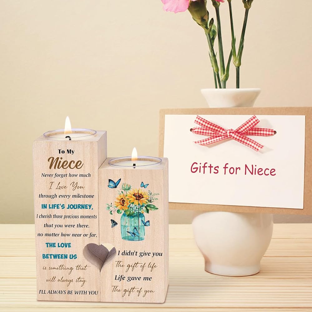 Niece Gifts from Auntie, Candlestick, Christmas Birthday Gifts for Niece