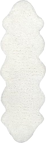 Miniatura 3 de nuLOOM Alfombra de pelo largo de piel de oveja doble, 2 pies 6 pulgadas x 8 pies, natural, rectangular, 1.35 pulgadas de grosor