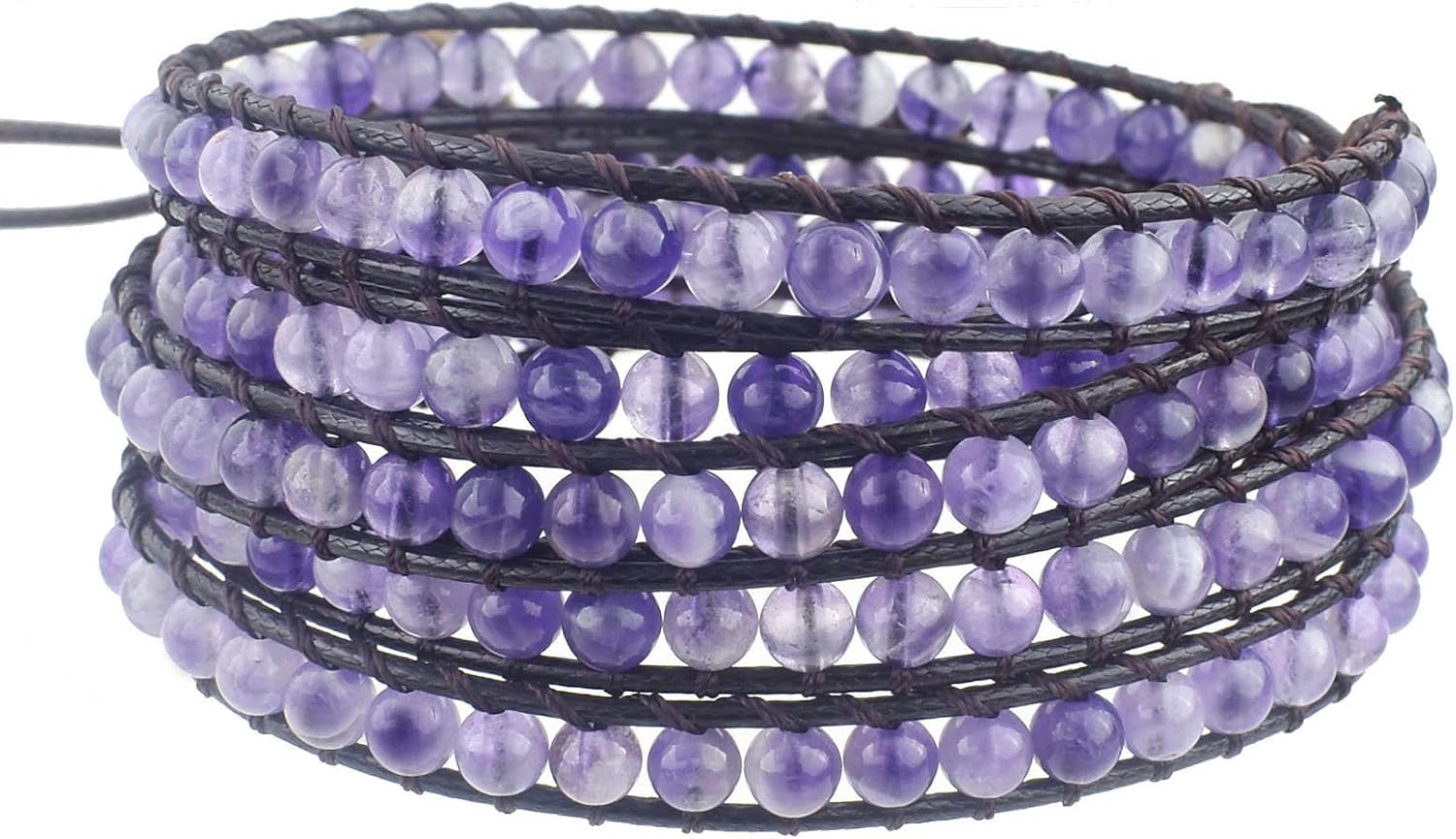 Genuine Stone Wrap Bracelets for Women Natural Crystal Beaded Wrap Bracelet 2/3/5 Adjustable Bohemian Bracelets Jewelry Gifts for Women Mom