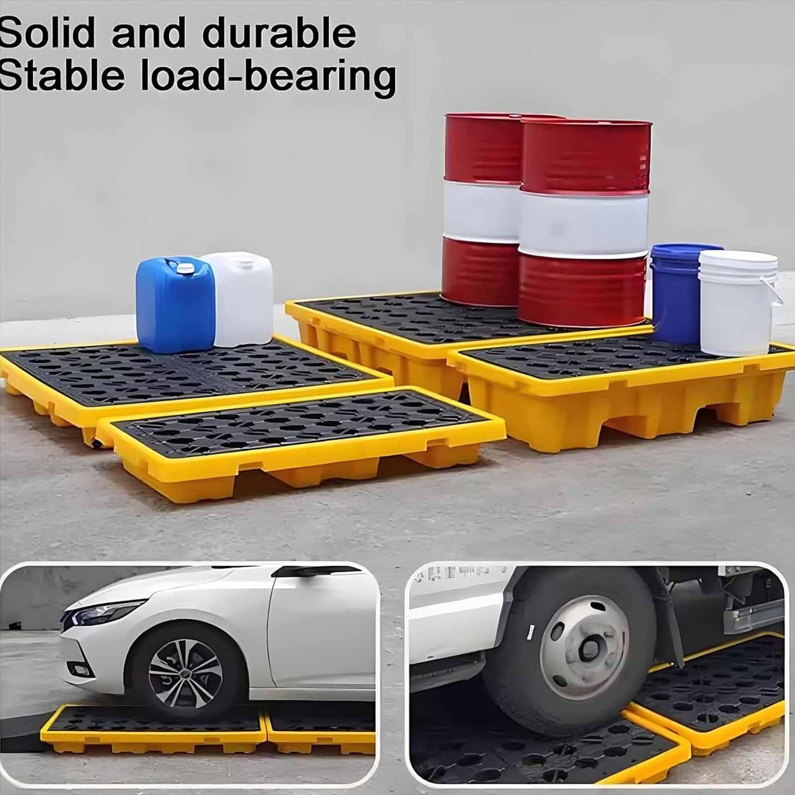 Industrielle Trommel-Spill-Containment-Palette für den Arbeitsplatz, sicher, schwer, einfach zu montieren, ideal für Chemikalien und Gefahrstoffe