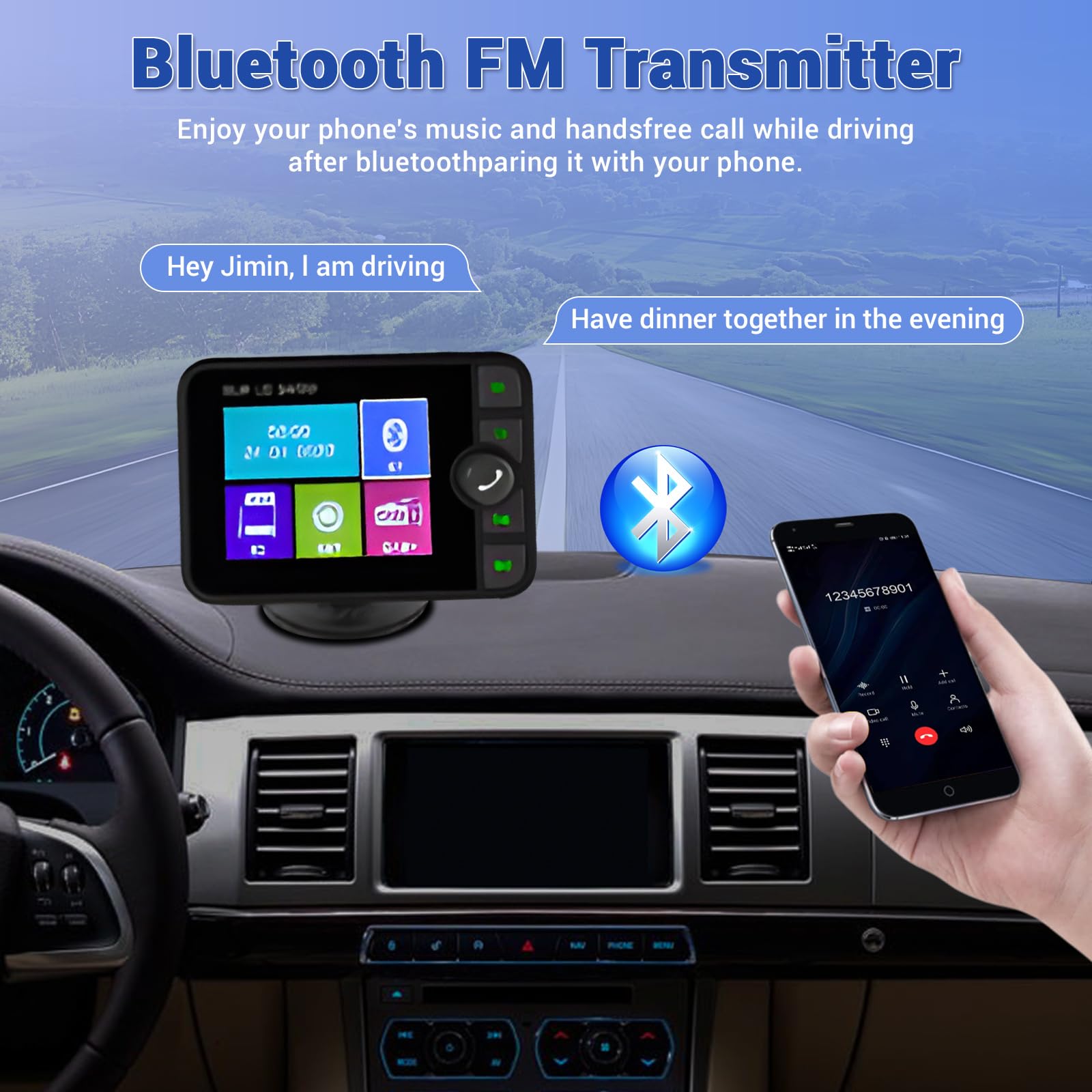 Inefala cyfrowy adapter DAB/DAB+ z kolorowym wyświetlaczem 2,4 cala i 32 GB TF, przenośny odbiornik z głośnomówiącym Bluetooth i nadajnikiem FM