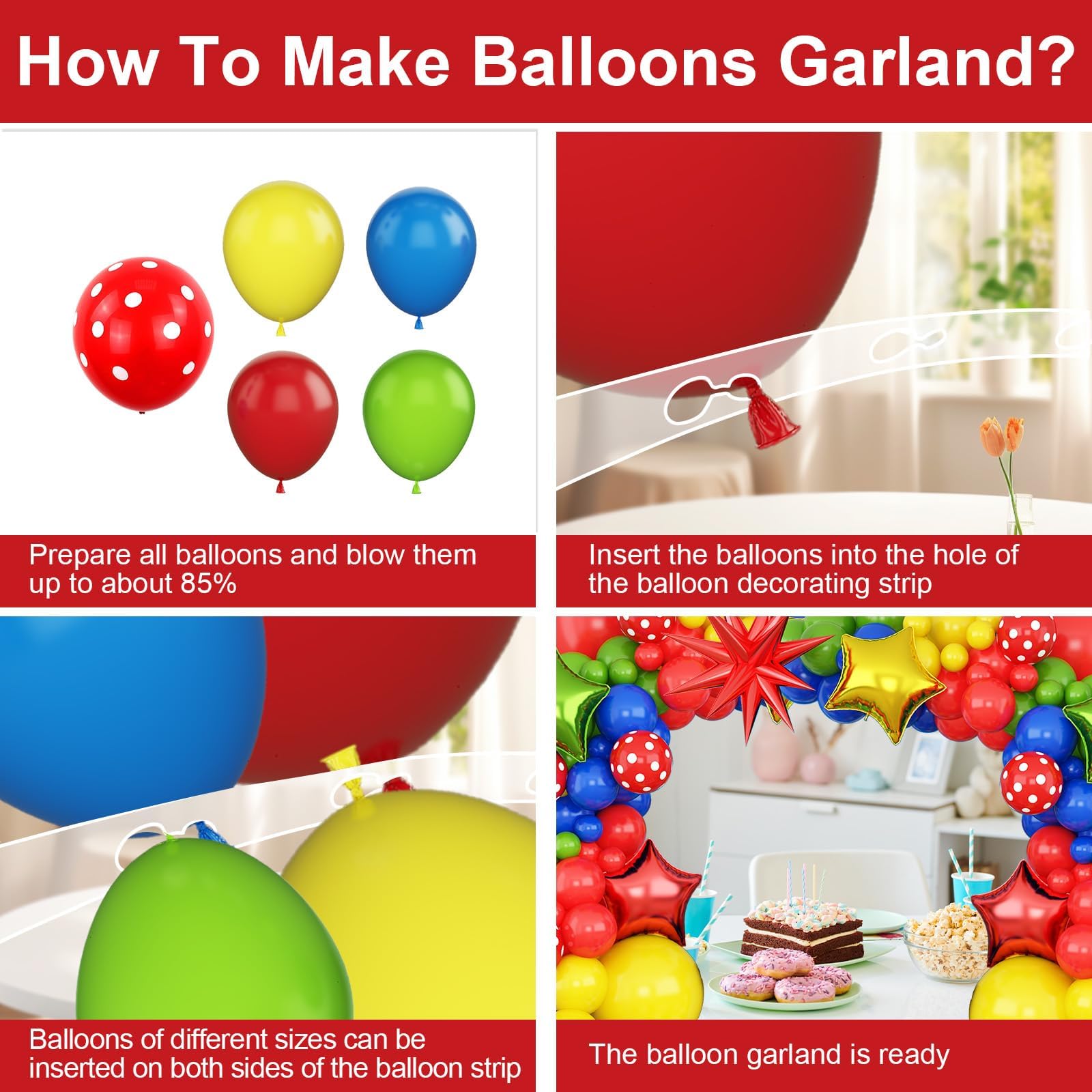 Rot Grün Gelbe Luftballons Girlanden, Kindergeburtstag Party Luftballons Deko, Super Bros Ballon Girlande mit Star Folienballon für Super Bros Babyparty Cartoon Video Spiel Superhelden Party Deko
