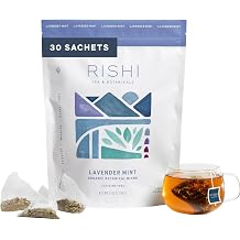 Rishi Tea Lavender Mint Organic Herbal Sachet Tea Bags, Caffeine Free, 30ct