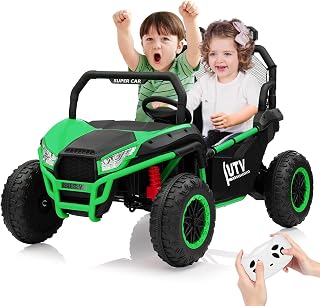 24V UTV for Kids,2 Seater Ride-On Toy Electric Car,24V Electric Off-Road UTV with Remote Control,Safety Belt, Music, and Lights for Aged 3-8 Years,Green