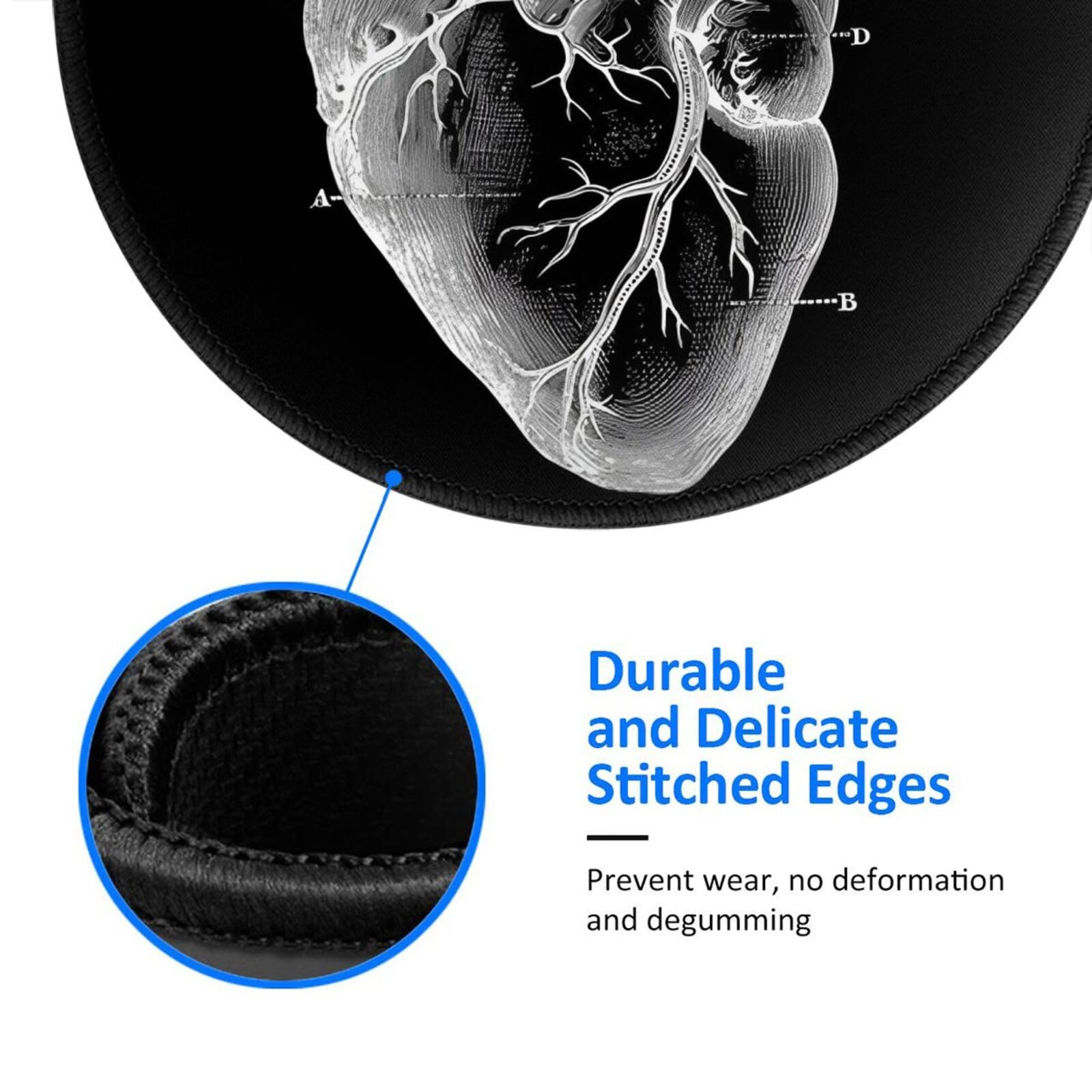 Anatomical Heart Mouse Pad - Cardiac Nurse Medical Design Round Gaming Mouse Mat