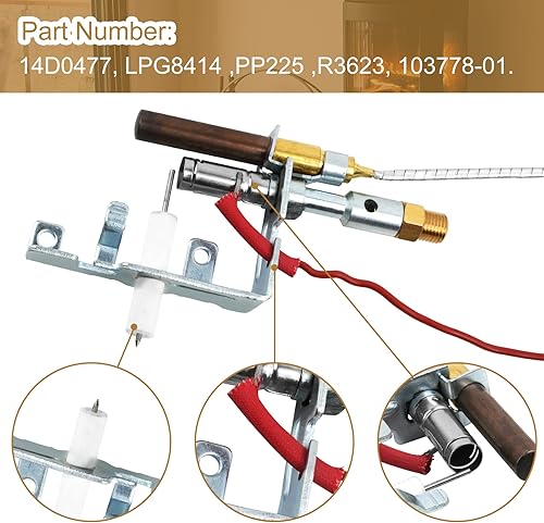 Miniatura 3 de 14D0477 Registro de gas libre de ventilación, montaje piloto ODS, chimenea de gas propano LP compatible con Empire FMI, etc., número de pieza