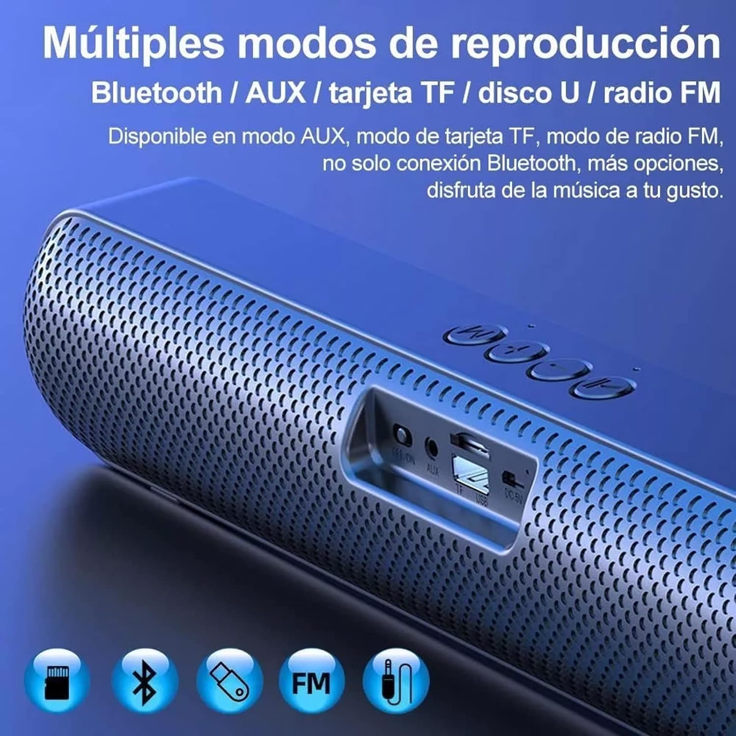 MOREKA Bluetooth Speaker showing playback mode icons