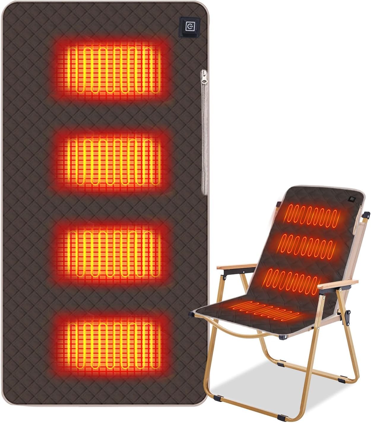 Elektryczna poduszka grzewcza, ogrzewana poduszka do siedzenia, 45 x 90 cm, bardzo miękka poduszka grzewcza na krzesła kempingowe z 3 stopniami ogrzewania, przenośna, USB 5 V, na stadion, kemping