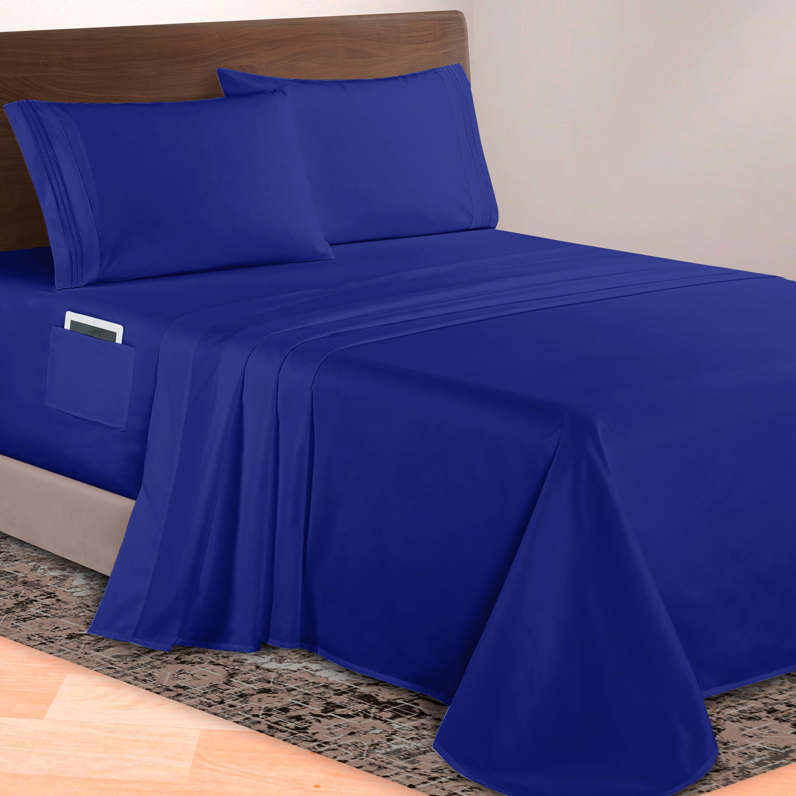 Elegant Comfort Luxurious 1500 Premium Hotel Quality Microfiber 4-Piece Sheet Set, 18-24 Inches Deep - Extra Deep Pocket Sheets - Ultra Soft 4PC Deep