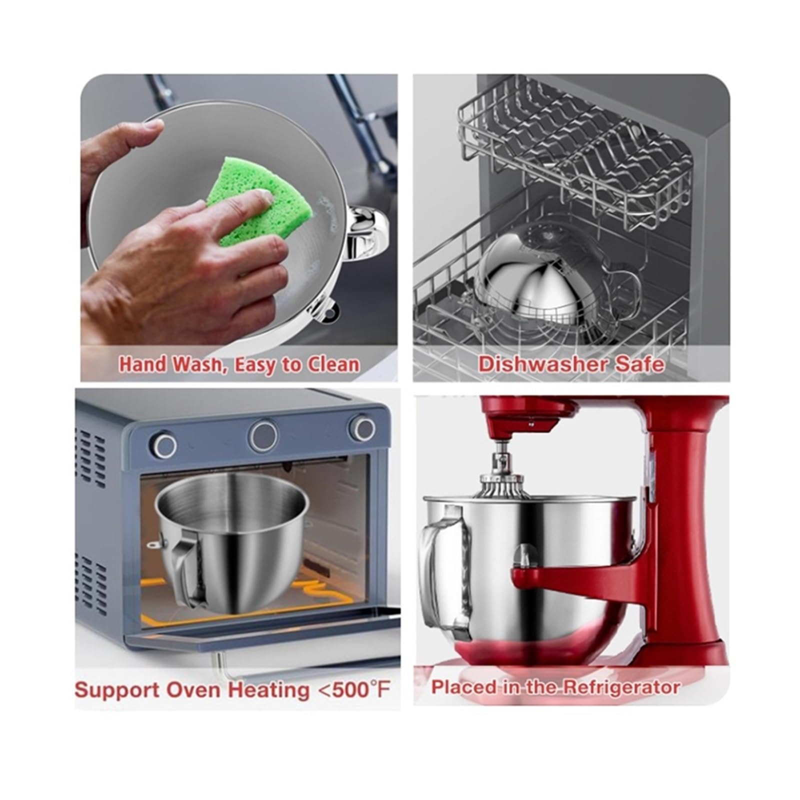 Miska miksująca ze stali nierdzewnej A67Z 7QT, kompatybilna z mikserami KitchenAid 7QT z głowicą odchylaną (KSM70SKXXV8, KSM70SKXXCA, KSM70SKXXBK) z uchwytem